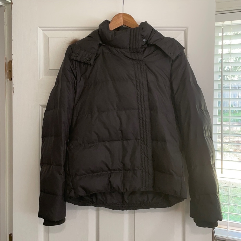 Vince Black Puffer Jacket with Fur